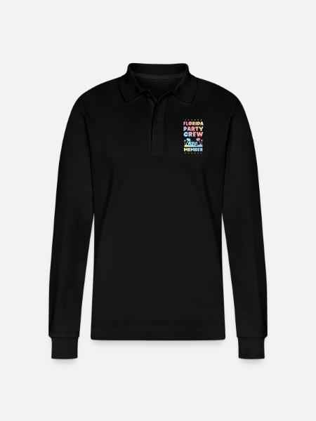 Florida Party Crew - Stanley/Stella Organic Unisex Long-Sleeved Polo Shirt Prepster - black