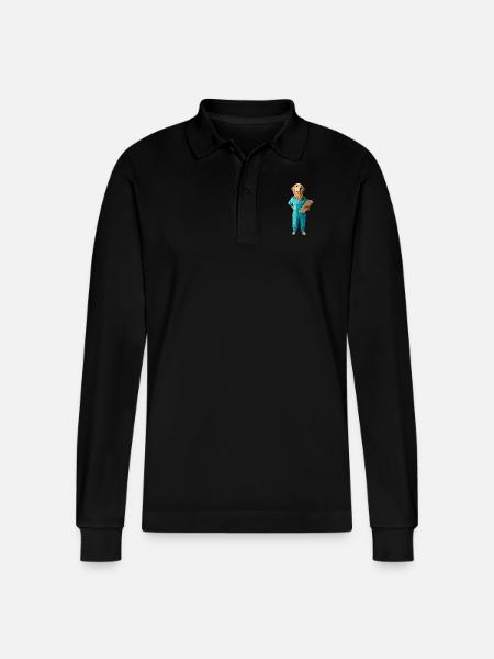 Hund - Stanley/Stella Unisex Bio-Langarm-Poloshirt Prepster - Schwarz