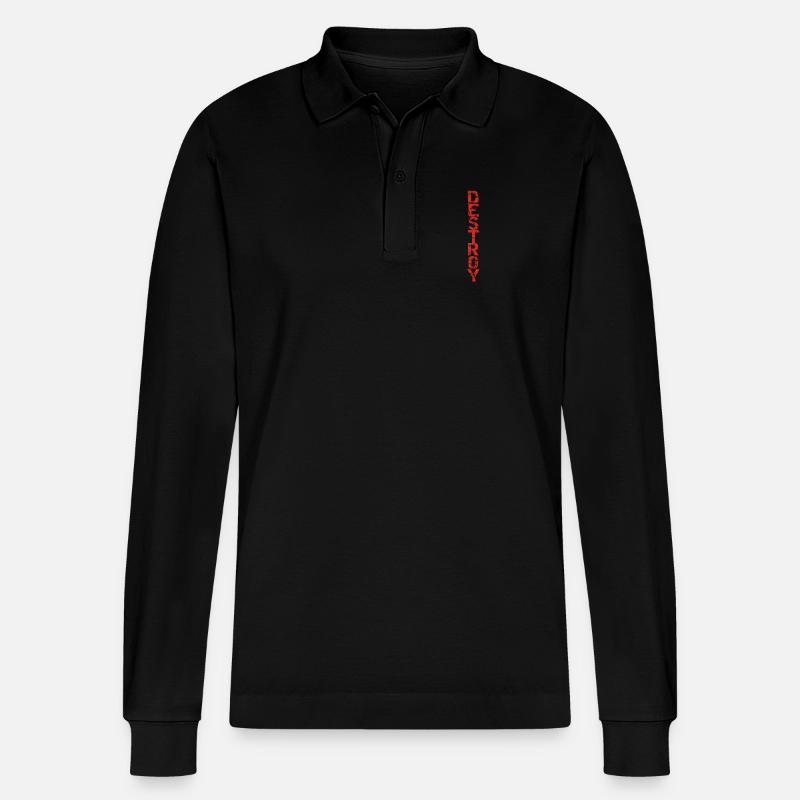 Zerstöre in Rot - Stanley/Stella Unisex Bio-Langarm-Poloshirt Prepster - Schwarz