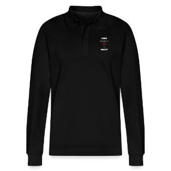 Paris makes us dream of the rings - Stanley/Stella Organic Unisex Long-Sleeved Polo Shirt Prepster - black - Front - Anna (173cm) & Nico (186cm)