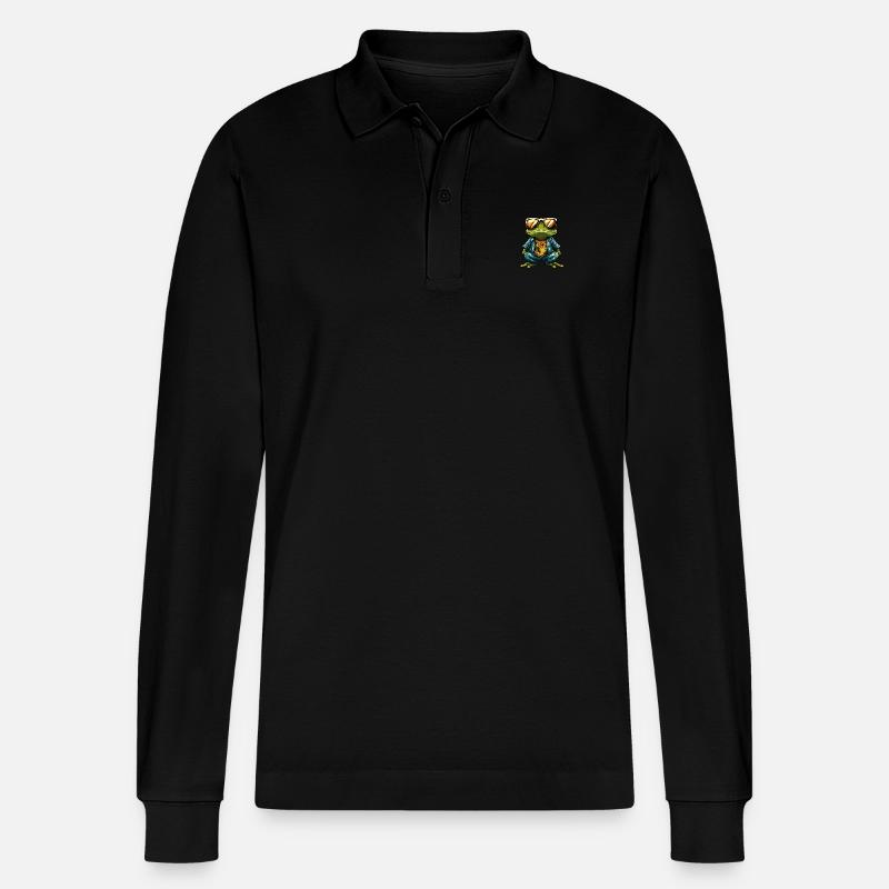 Frosch Cool Sommer - Stanley/Stella Unisex Bio-Langarm-Poloshirt Prepster - Schwarz