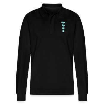 Asselroll - Stanley/Stella Unisex Bio-Langarm-Poloshirt Prepster - Schwarz - Vorne - Anna (173cm) & Nico (186cm)
