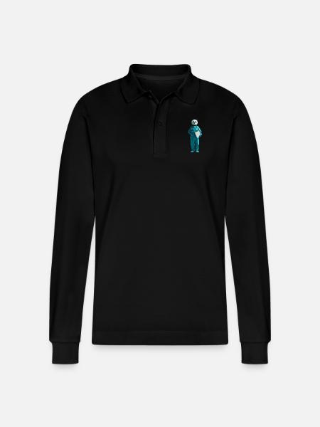 Panda - Stanley/Stella Unisex Bio-Langarm-Poloshirt Prepster - Schwarz