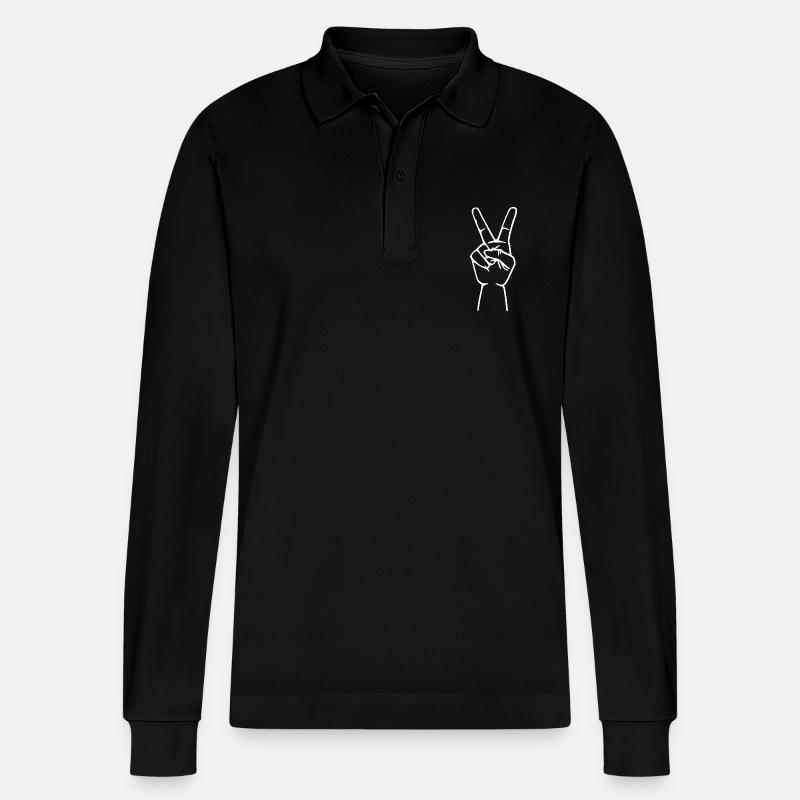 Peacezeichen peace - Stanley/Stella Unisex Bio-Langarm-Poloshirt Prepster - Schwarz
