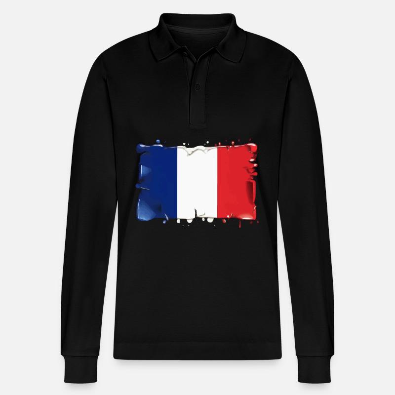 DRAPEAU DRAPEAU DE LA FRANCE - Polo à manches longues bio PREPSTER Stanley/Stella Unisexe - noir