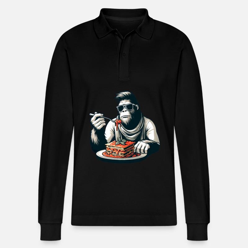 Bigfoot Sasquatch Lasagne Élégant Moderne - Polo à manches longues bio PREPSTER Stanley/Stella Unisexe - noir