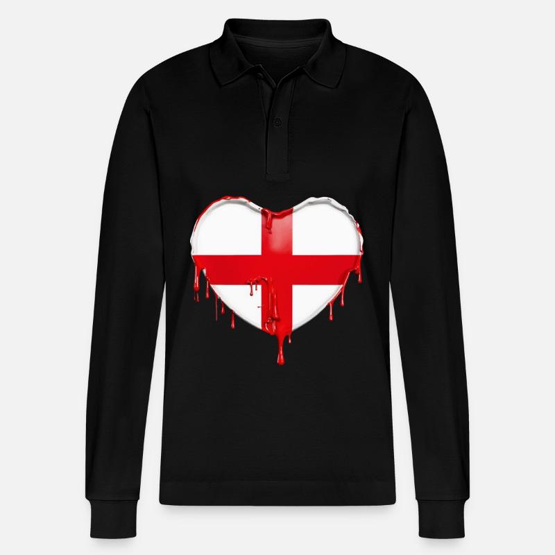 DRAPEAU ANGLAIS DRAPEAU ANGLETERRE - Polo à manches longues bio PREPSTER Stanley/Stella Unisexe - noir