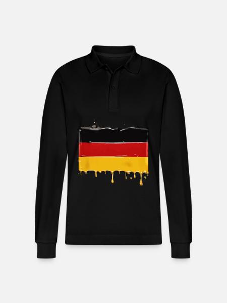 GERMANY FLAG GERMAN FLAG - Stanley/Stella Organic Unisex Long-Sleeved Polo Shirt Prepster - black