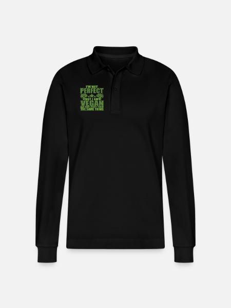 I Am A Vegan - Stanley/Stella Organic Unisex Long-Sleeved Polo Shirt Prepster - black