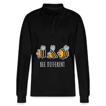 Bees Bees Bees Trend Diversity Bee Different - Stanley/Stella Organic Unisex Long-Sleeved Polo Shirt Prepster - black - Front - Anna (173cm) & Nico (186cm)