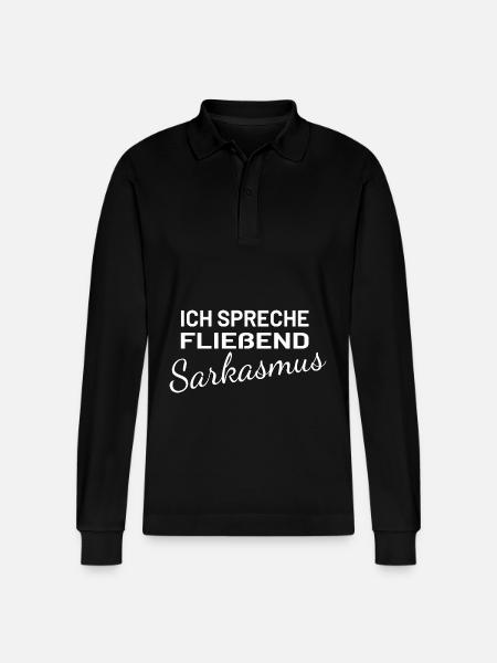 Ich spreche fließend Sarkasmus - Stanley/Stella Unisex Bio-Langarm-Poloshirt Prepster - Schwarz