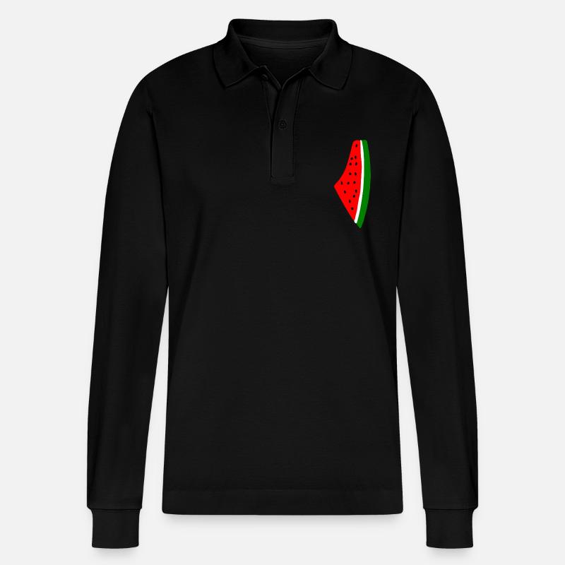 Wassermelone Melone - Stanley/Stella Unisex Bio-Langarm-Poloshirt Prepster - Schwarz