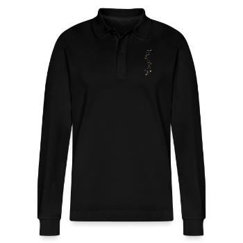 Rain of stars - Stanley/Stella Organic Unisex Long-Sleeved Polo Shirt Prepster - black - Front - Anna (173cm) & Nico (186cm)