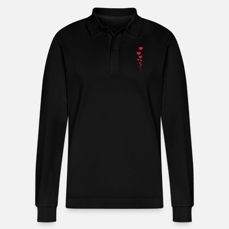 valentine heart - Stanley/Stella Unisex Bio-Langarm-Poloshirt Prepster - Schwarz