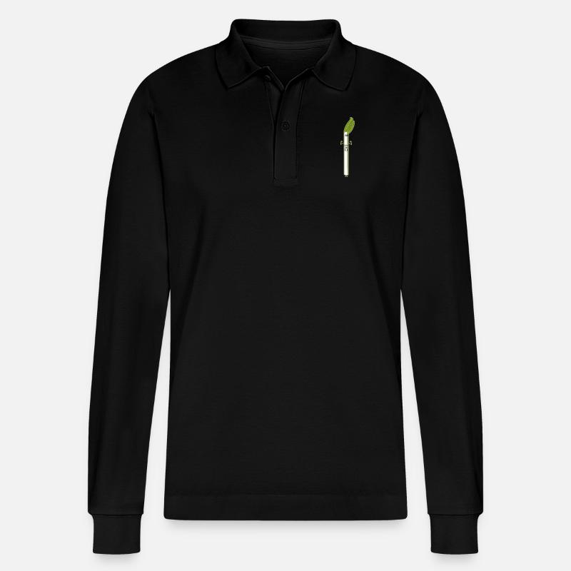 lustiger Lauch - Stanley/Stella Unisex Bio-Langarm-Poloshirt Prepster - Schwarz