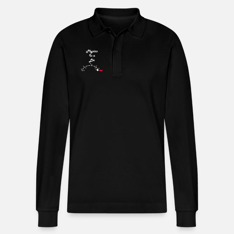 Physics is a Lie - Stanley/Stella Organic Unisex Long-Sleeved Polo Shirt Prepster - black