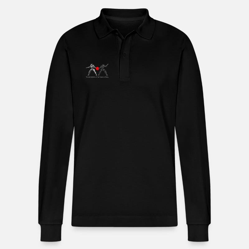 Ai Kampfroboter - Stanley/Stella Unisex Bio-Langarm-Poloshirt Prepster - Schwarz