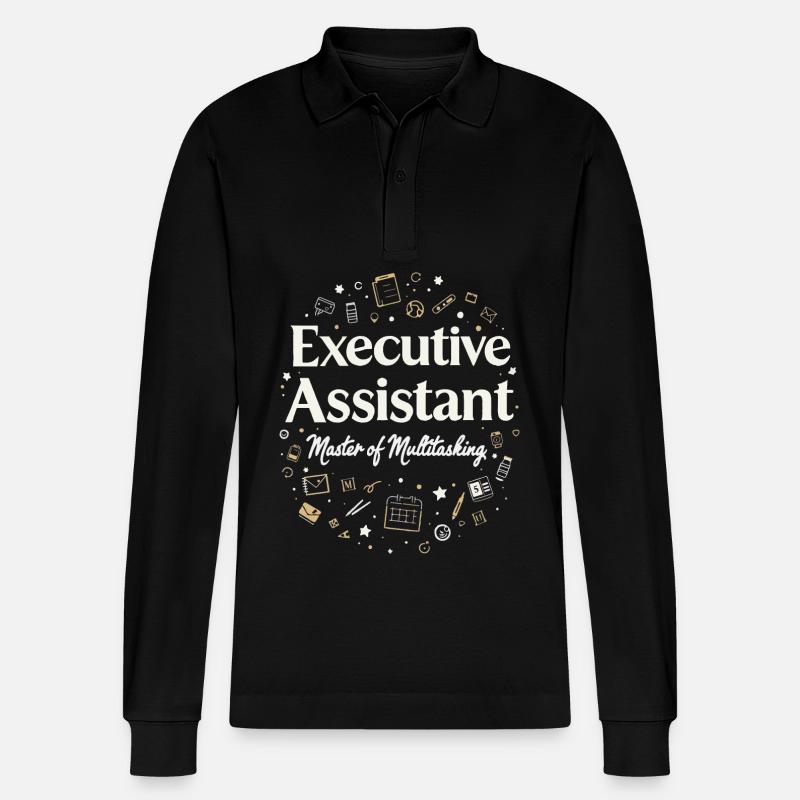 Assistent der Geschäftsführung Multitasking Expert - Stanley/Stella Unisex Bio-Langarm-Poloshirt Prepster - Schwarz