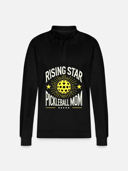 Rising Star Pickleball Mom - Stanley/Stella Organic Unisex Long-Sleeved Polo Shirt Prepster - black
