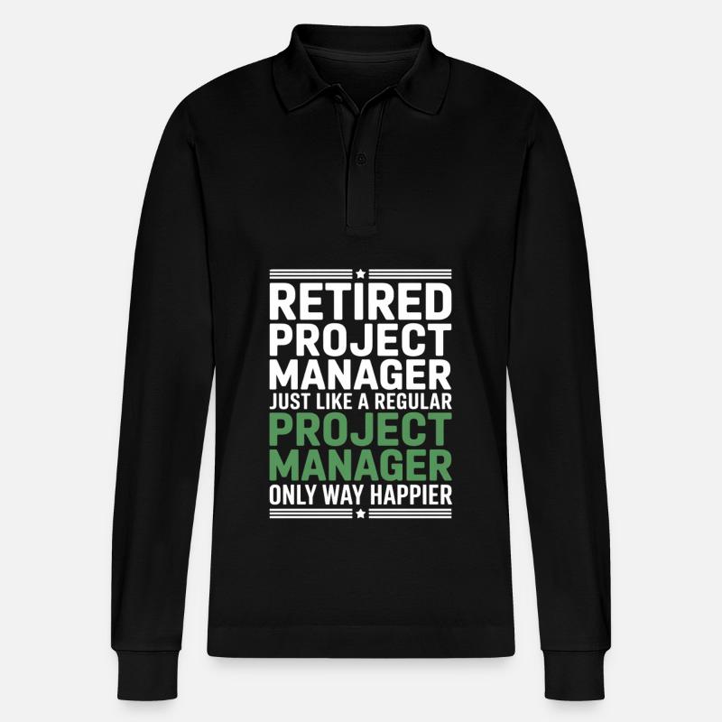 Rentner Projektmanager Spruch - Stanley/Stella Unisex Bio-Langarm-Poloshirt Prepster - Schwarz
