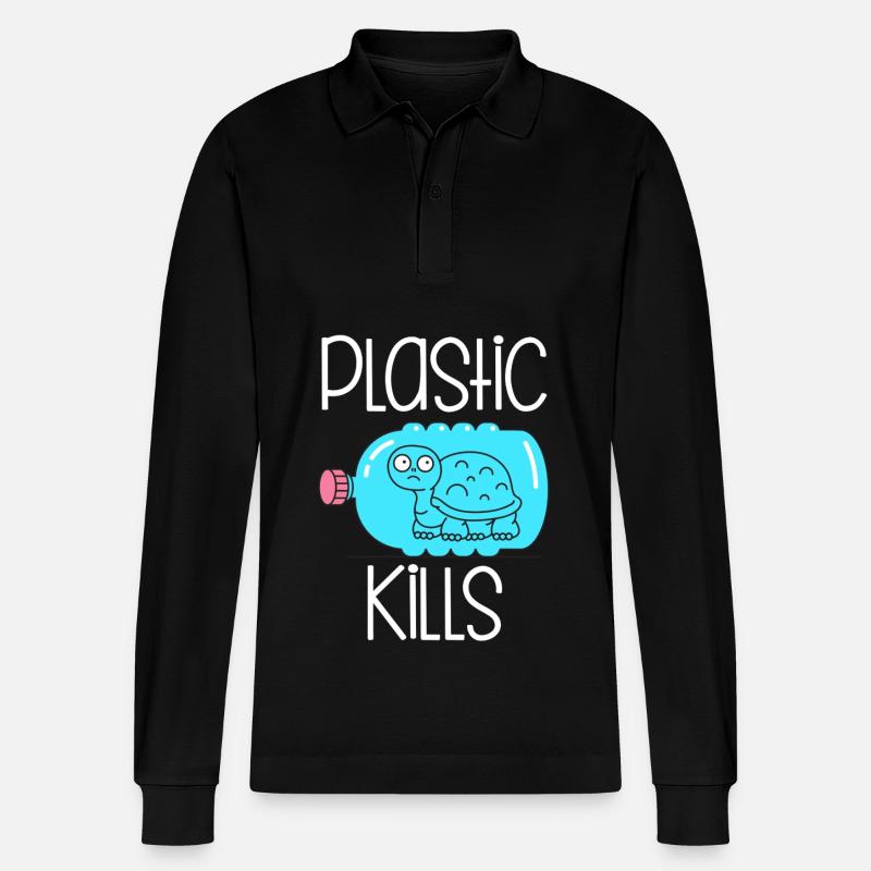 Plastic Kills - Stanley/Stella Unisex Bio-Langarm-Poloshirt Prepster - Schwarz