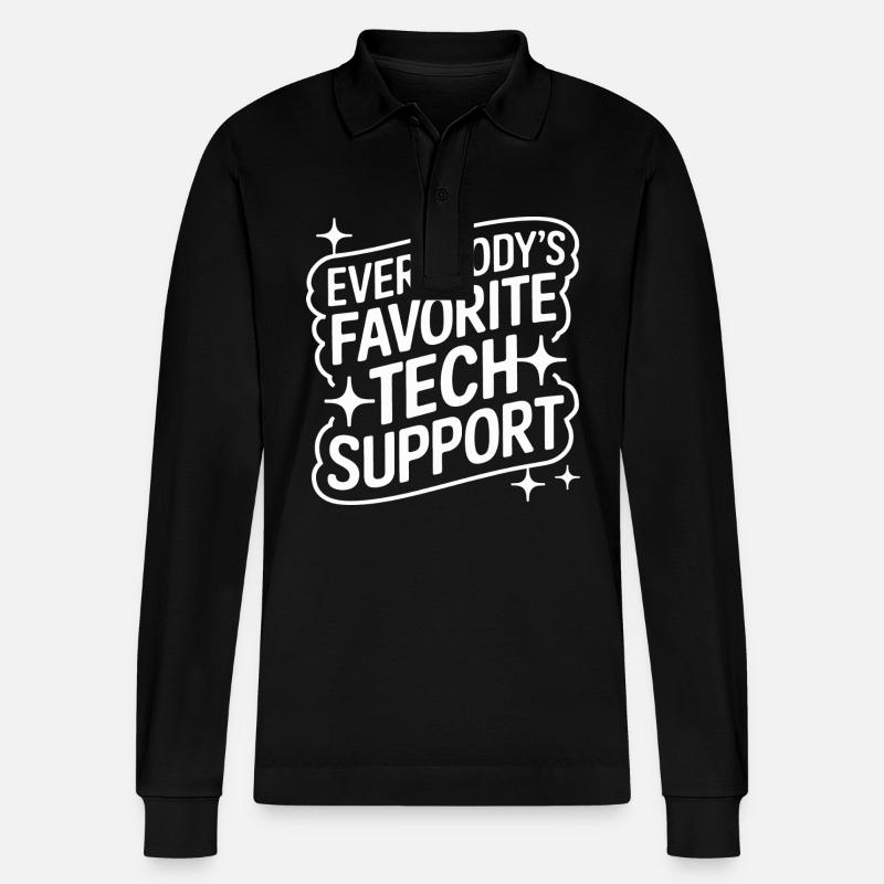 Technischer Support Computerfreak Nerd - Stanley/Stella Unisex Bio-Langarm-Poloshirt Prepster - Schwarz