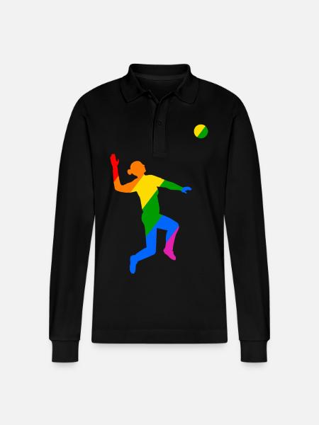 Rainbow Jump in Volleyball - Stanley/Stella Organic Unisex Long-Sleeved Polo Shirt Prepster - black