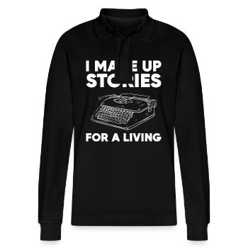 Author - Stanley/Stella Organic Unisex Long-Sleeved Polo Shirt Prepster - black - Front - Anna (173cm) & Nico (186cm)
