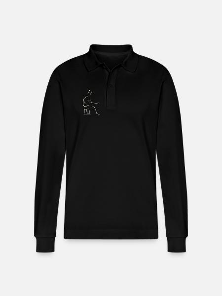Blues guitarist - Stanley/Stella Organic Unisex Long-Sleeved Polo Shirt Prepster - black