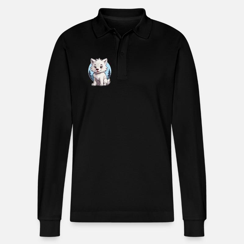 Chien mignon loup ou husky - Polo à manches longues bio PREPSTER Stanley/Stella Unisexe - noir