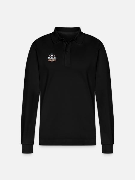 Gangster Skull, - Stanley/Stella Organic Unisex Long-Sleeved Polo Shirt Prepster - black