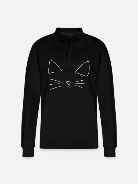 Animal, Cat, Pet - Stanley/Stella Organic Unisex Long-Sleeved Polo Shirt Prepster - black