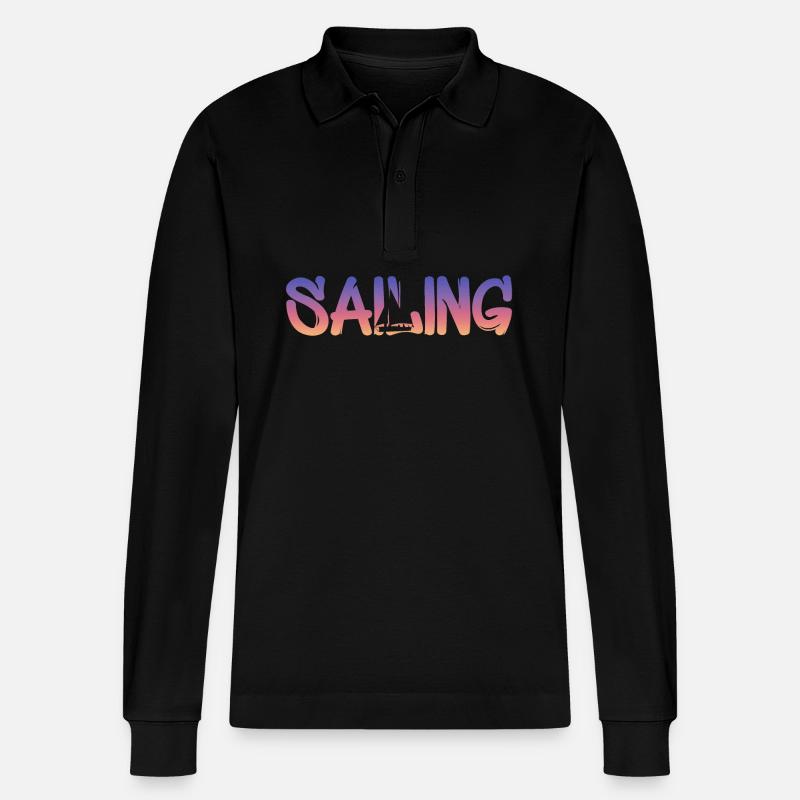 sailing - Stanley/Stella Unisex Bio-Langarm-Poloshirt Prepster - Schwarz