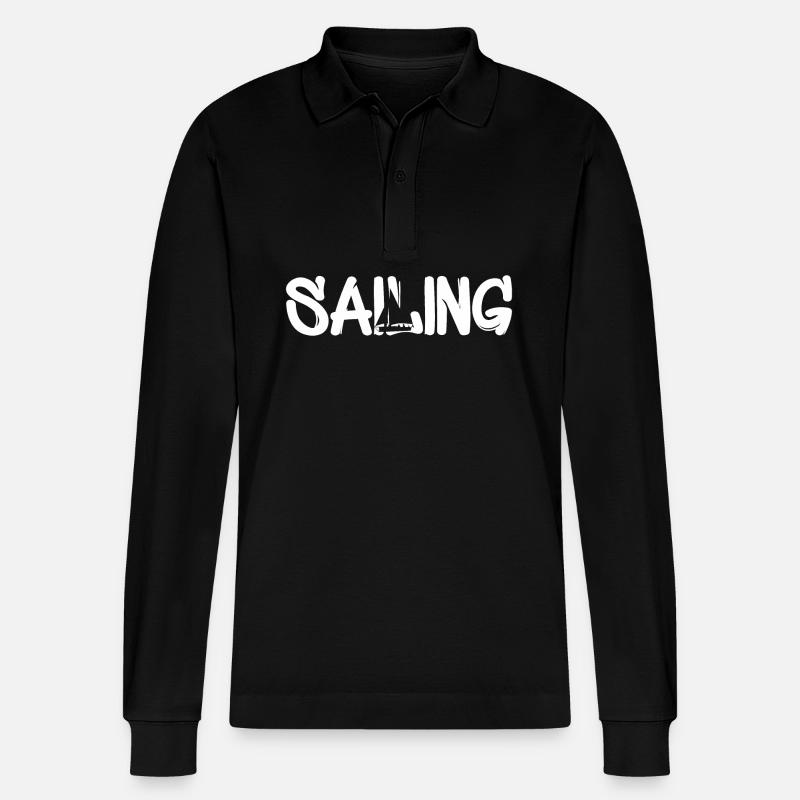 sailing mit segelschiff - Stanley/Stella Unisex Bio-Langarm-Poloshirt Prepster - Schwarz