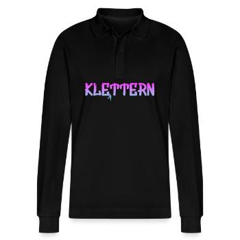 Klettern Climbing Kletterer - Stanley/Stella Unisex Bio-Langarm-Poloshirt Prepster - Schwarz - Vorne - Anna (173cm) & Nico (186cm)