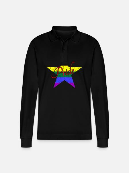 LGBTQ Pride Stern - Stanley/Stella Unisex Bio-Langarm-Poloshirt Prepster - Schwarz