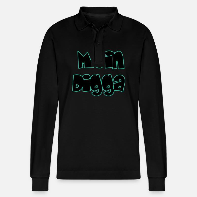 Moin Digga - Stanley/Stella Unisex Bio-Langarm-Poloshirt Prepster - Schwarz
