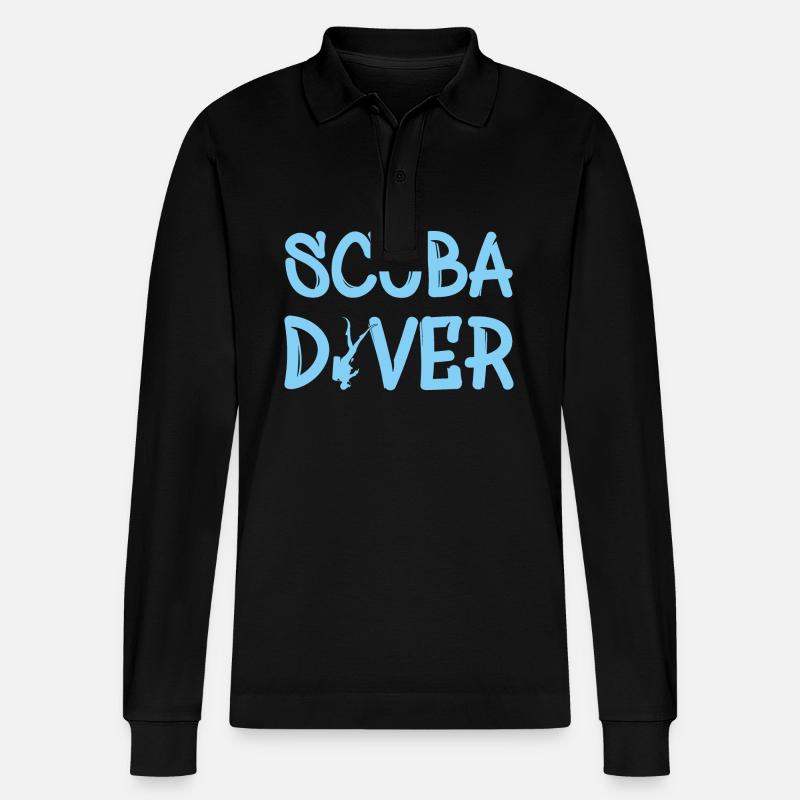 Scuba Diver - Stanley/Stella Unisex Bio-Langarm-Poloshirt Prepster - Schwarz