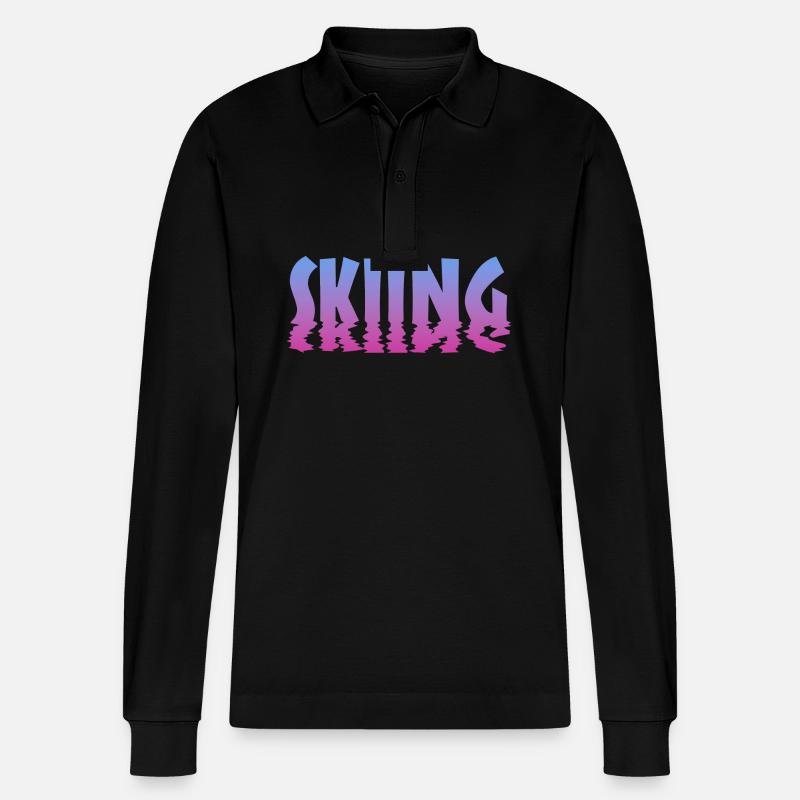 Skiing - Stanley/Stella Unisex Bio-Langarm-Poloshirt Prepster - Schwarz