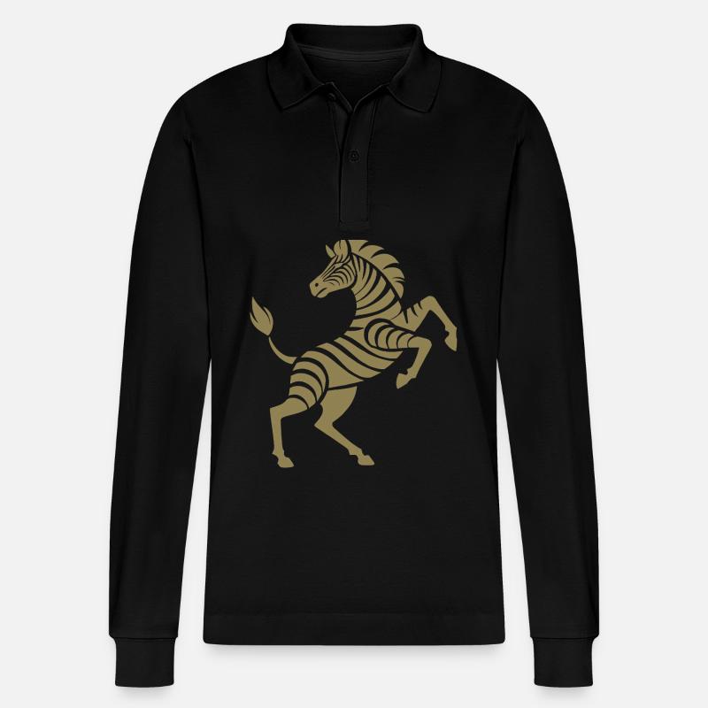 Zebra Hufe hoch Kunststück Silhouette - Stanley/Stella Unisex Bio-Langarm-Poloshirt Prepster - Schwarz