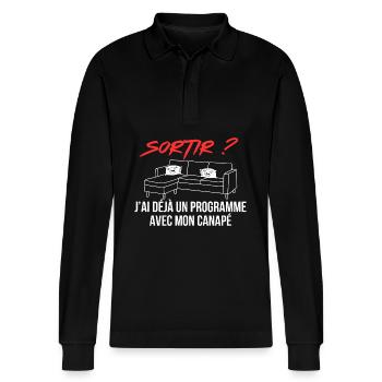 I already have a program with my sofa - Stanley/Stella Organic Unisex Long-Sleeved Polo Shirt Prepster - black - Front - Anna (173cm) & Nico (186cm)