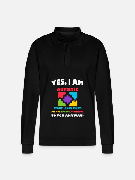 Autistic Autism Awareness - Stanley/Stella Organic Unisex Long-Sleeved Polo Shirt Prepster - black