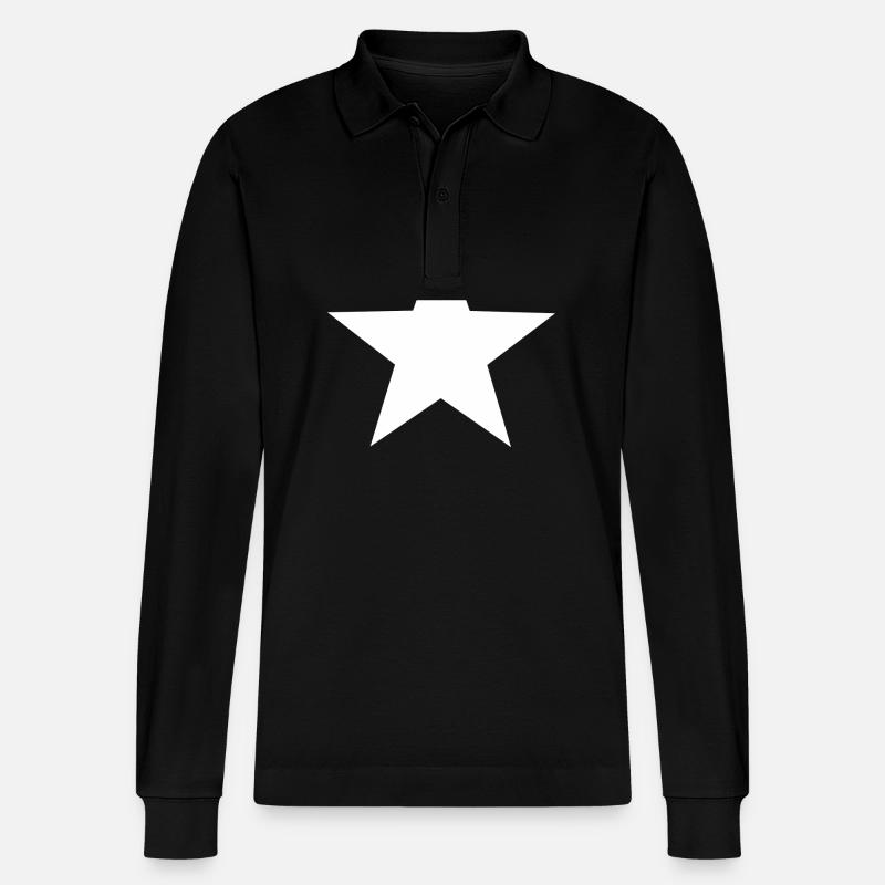 valkoinen tähti, valkoinen tähti - Stanley/Stella Prepster unisex pitkähihainen luomupikeepaita - musta