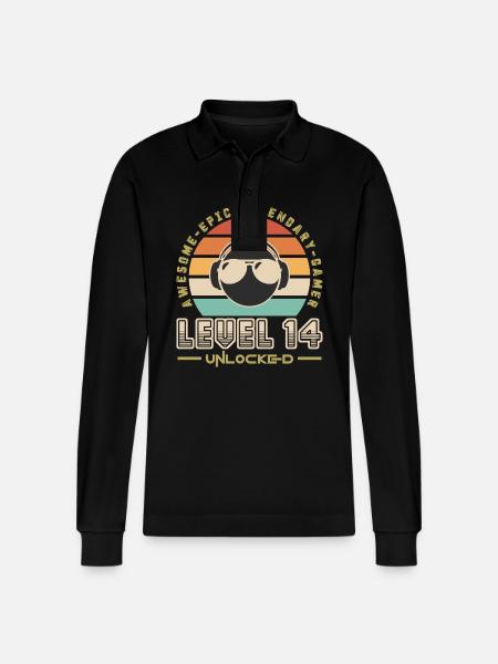 Level 14 - Stanley/Stella Organic Unisex Long-Sleeved Polo Shirt Prepster - black