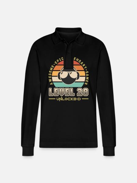Level 28 - Stanley/Stella Organic Unisex Long-Sleeved Polo Shirt Prepster - black
