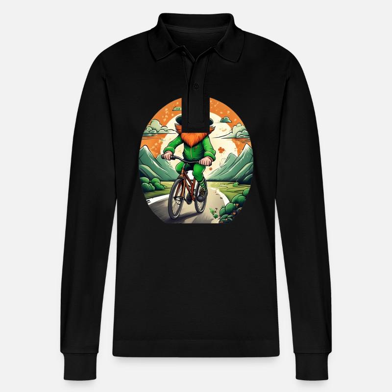 Vélo Trèfle de la Saint-Patrick - Polo à manches longues bio PREPSTER Stanley/Stella Unisexe - noir