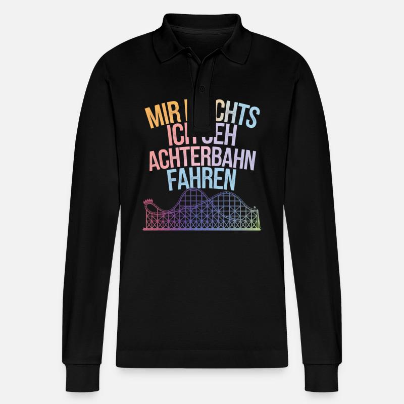 Achterbahn Freizeitpark Roller Coaster - Stanley/Stella Unisex Bio-Langarm-Poloshirt Prepster - Schwarz