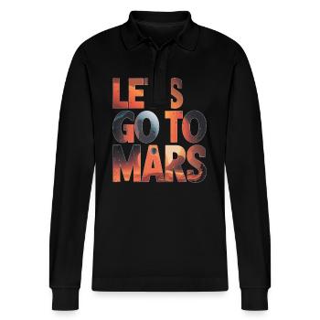 Mars Planète Planète Système Solaire - Polo à manches longues bio PREPSTER Stanley/Stella Unisexe - noir - Devant - Anna (173cm) & Nico (186cm)