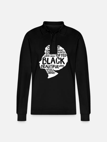 Black Woman - Stanley/Stella Organic Unisex Long-Sleeved Polo Shirt Prepster - black
