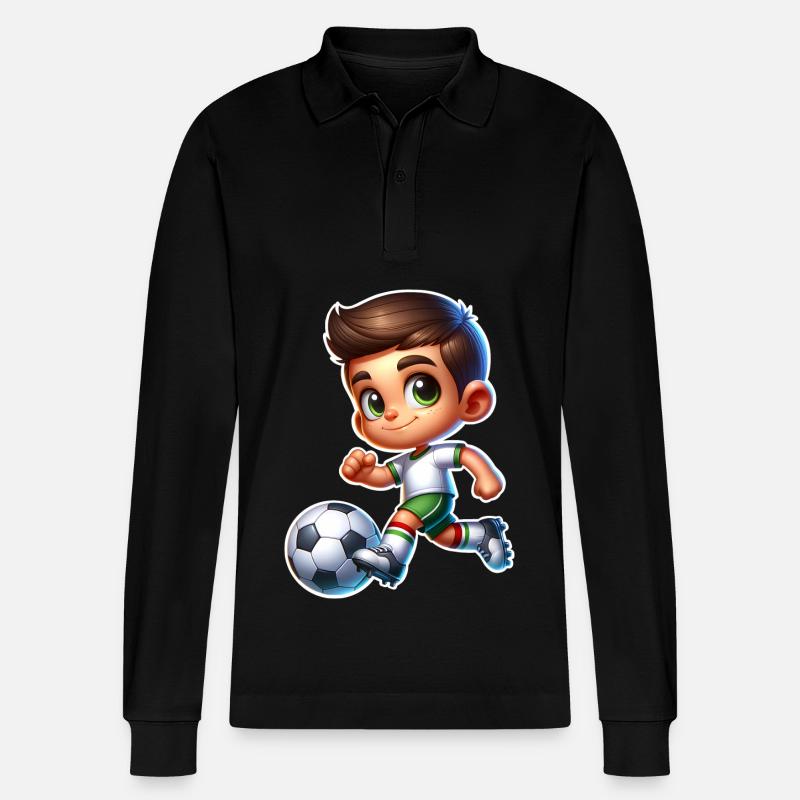 Fußball - Stanley/Stella Unisex Bio-Langarm-Poloshirt Prepster - Schwarz